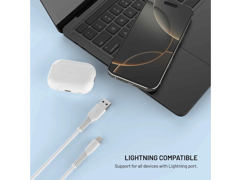 FIXED LIQUID Silicone cable USB-A/Lightning 1.2m White