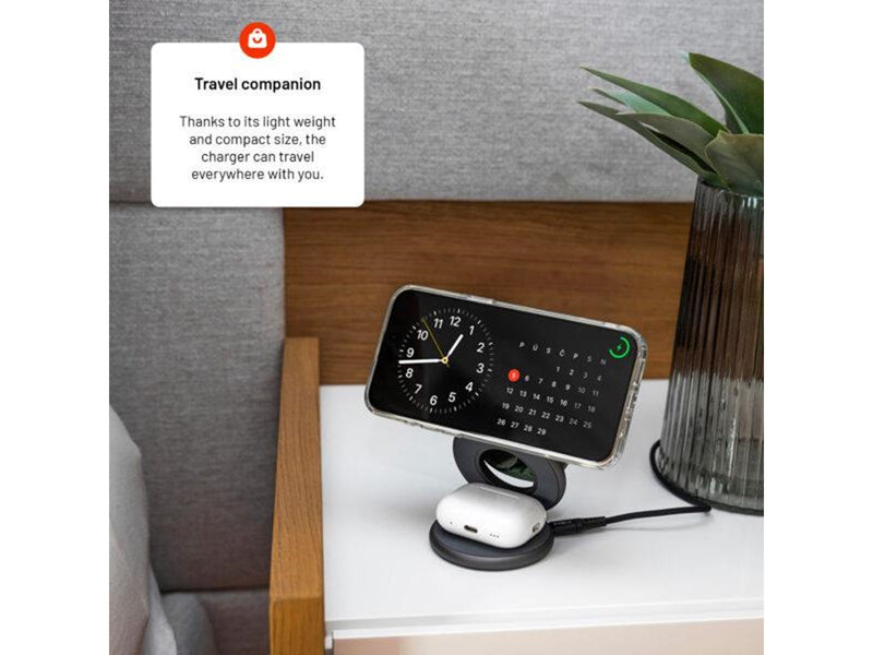 FIXED MagPowerstation Round 3in1 foldable wireless charger - Grey