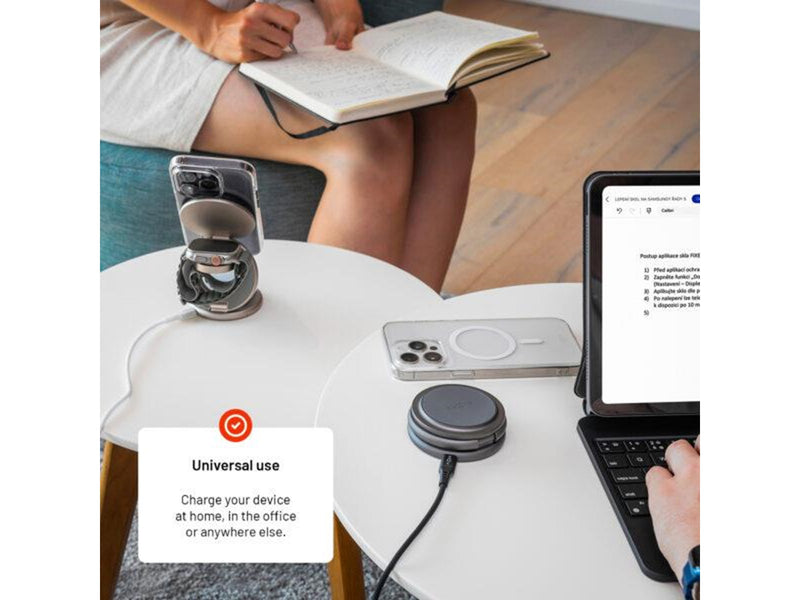 FIXED MagPowerstation Round 3in1 foldable wireless charger - Grey