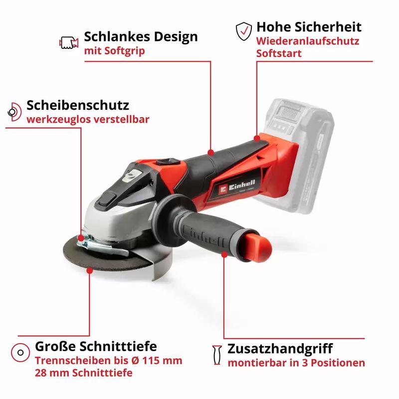 Einhell Akku-Winkelschleifer TE-AG 18/115 Li-Solo (4431110)
