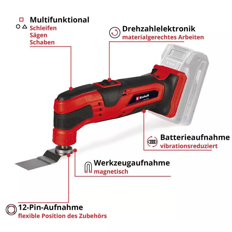 Einhell Akku-Multifunktionswerkzeug TC-MG 18 Li-Solo (4465170)
