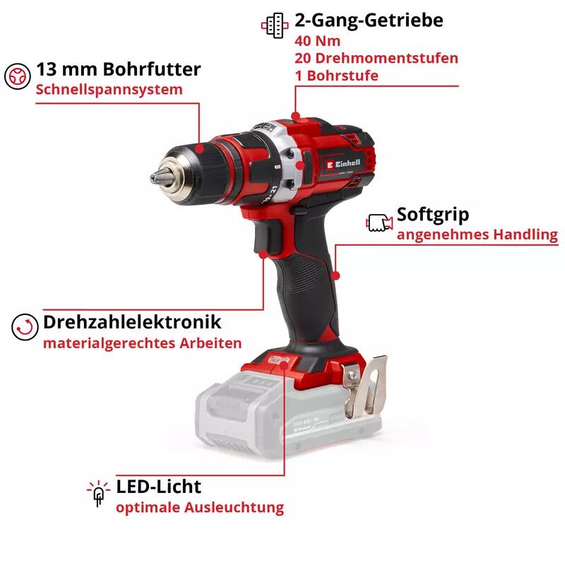 Einhell Akku-Bohrschrauber TE-CD 18/40 Li-Solo (4513925)