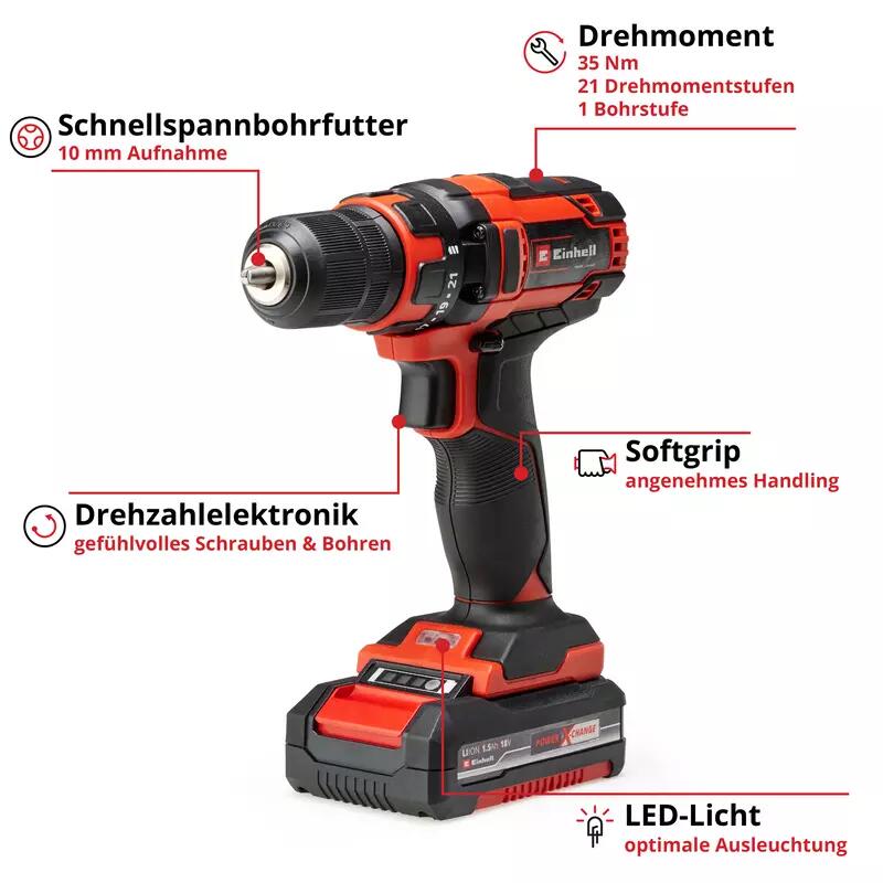 Einhell Akku-Bohrschrauber TC-CD 18/35 Li (1x1,5 Ah)