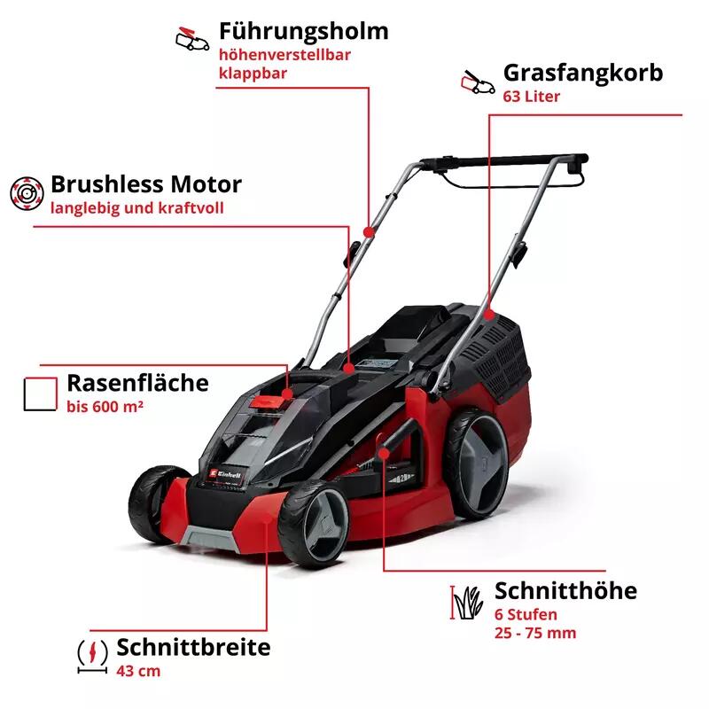 Einhell Akku-Rasenmäher GE-CM 43 Li M Kit (2x4,0Ah) (3413130)