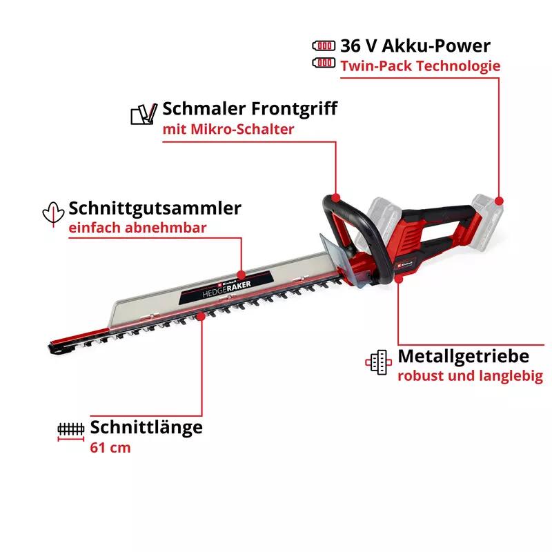 Einhell Akku-Heckenschere GE-CH 36/61 Li-Solo (3410965)