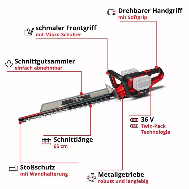 Einhell Akku-Heckenschere GE-CH 36/65 Li-Solo (3410960)