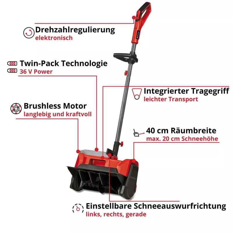Einhell Akku-Schneefräse GE-ST 36/40 Li E-Solo (3417011)