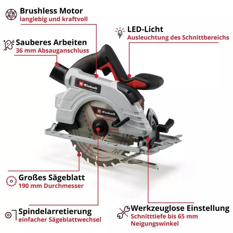 Einhell Akku-Handkreissäge TP-CS 18/190 Li BL - Solo (4331210)
