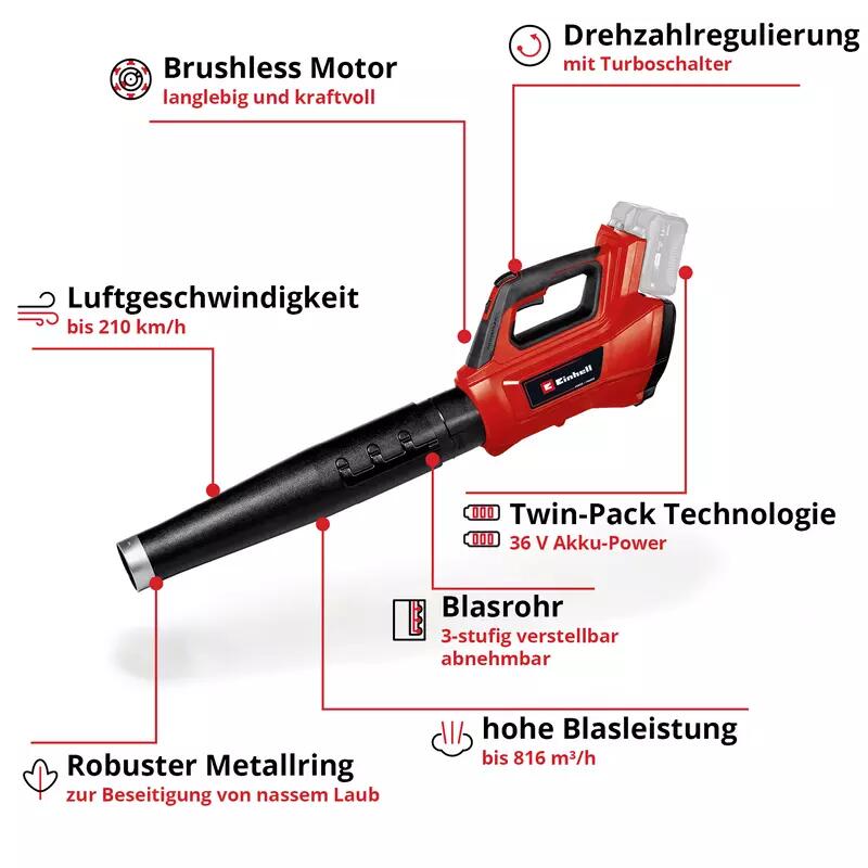 Einhell Akku-Laubbläser GP-LB 36/210 Li E-Solo (3433620)