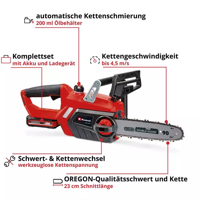 Einhell Akku-Kettensäge GE-LC 18/25-1 Li Kit (1x3,0Ah) (4501760)