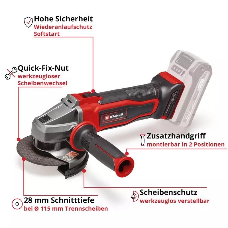 Einhell Akku-Winkelschleifer TE-AG 18/115 Q Li Solo (4431165)