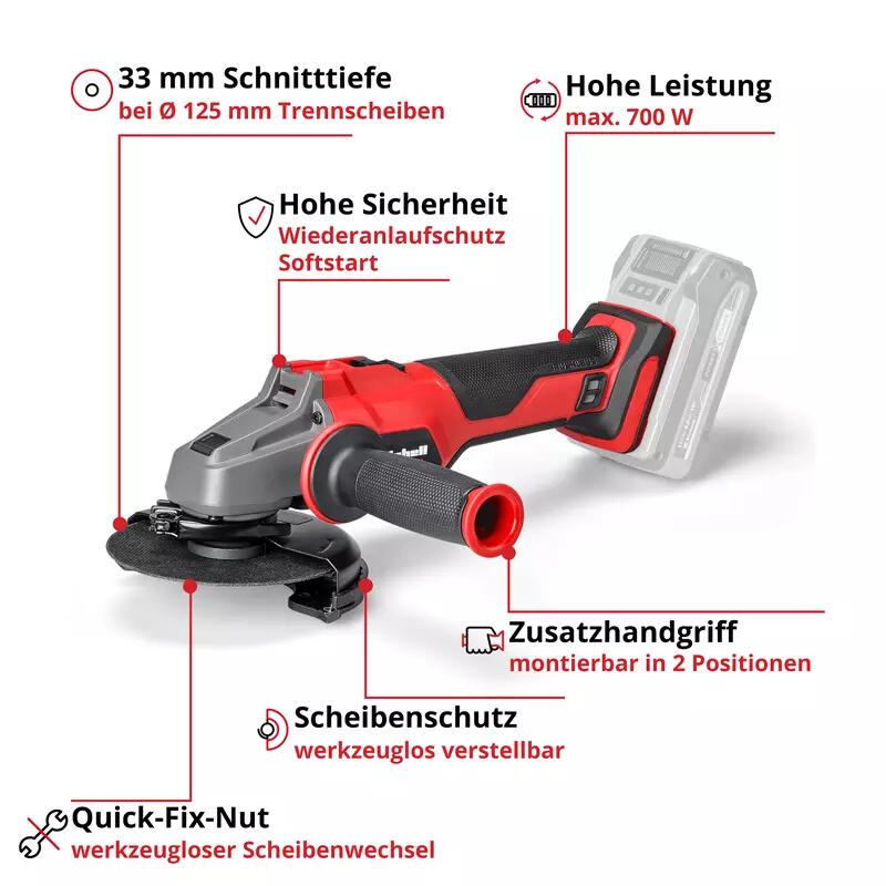 Einhell Akku-Winkelschleifer AXXIO 18/125 Q (4431151)
