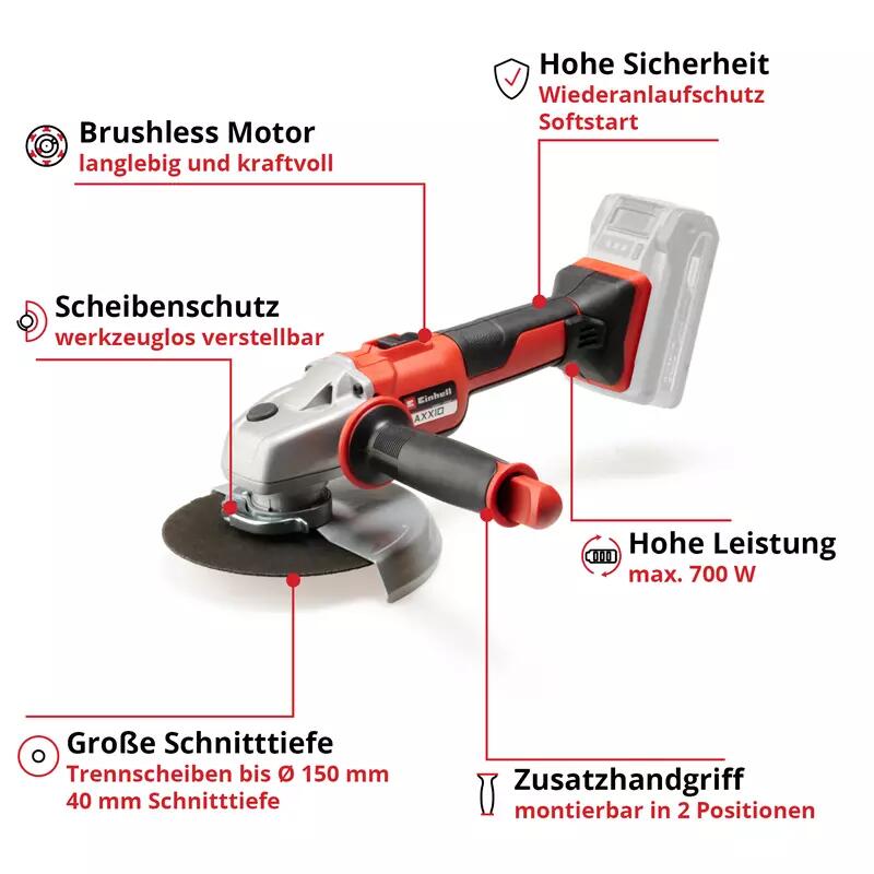 Einhell Akku-Winkelschleifer AXXIO 18/150 (4431144)