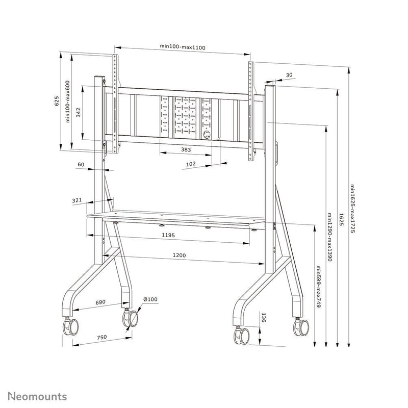Neomounts FL50-575WH1 MOVE Go XL Rollwagen
