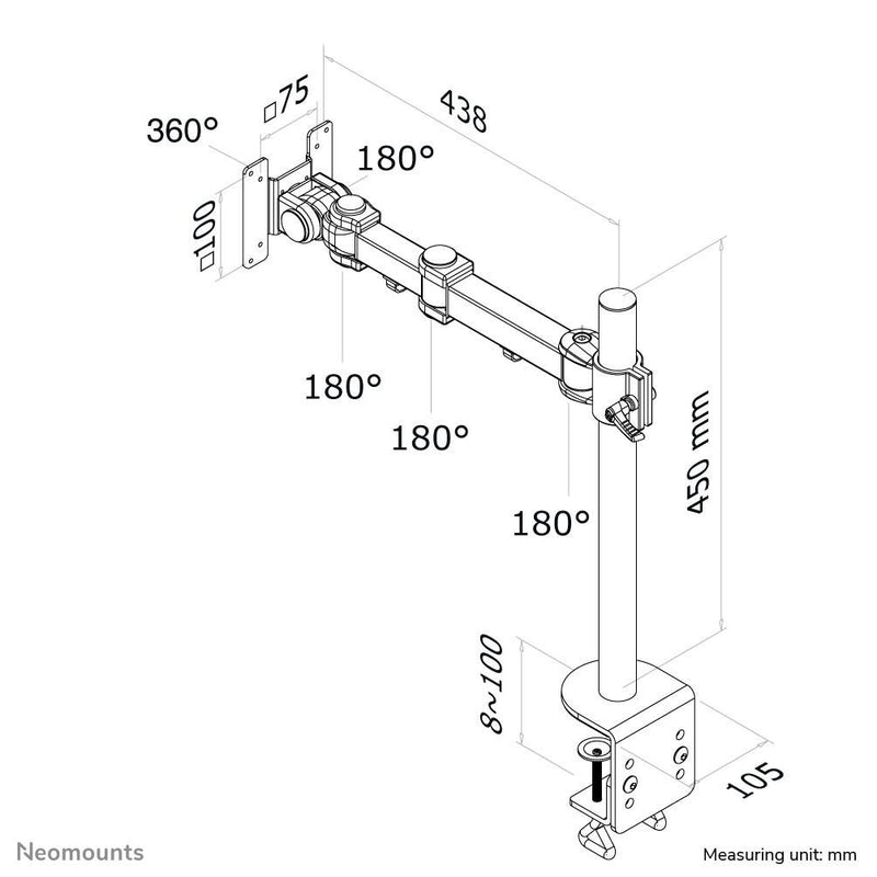 Neomounts FPMA-D960 Tischhalterung für Flachbildschirme bis 30' (76 cm) - Schwarz