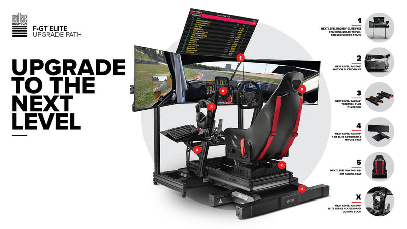 Next Level Racing® F-GT Elite Formula & GT Aluminium Profile Simulator Cockpit - Wheel Plate Edition
