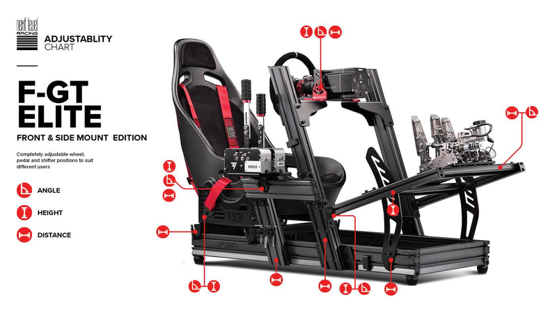 Next Level Racing® F-GT Elite Formula & GT Aluminium Profile Simulator Cockpit - Front & Side Mount Edition