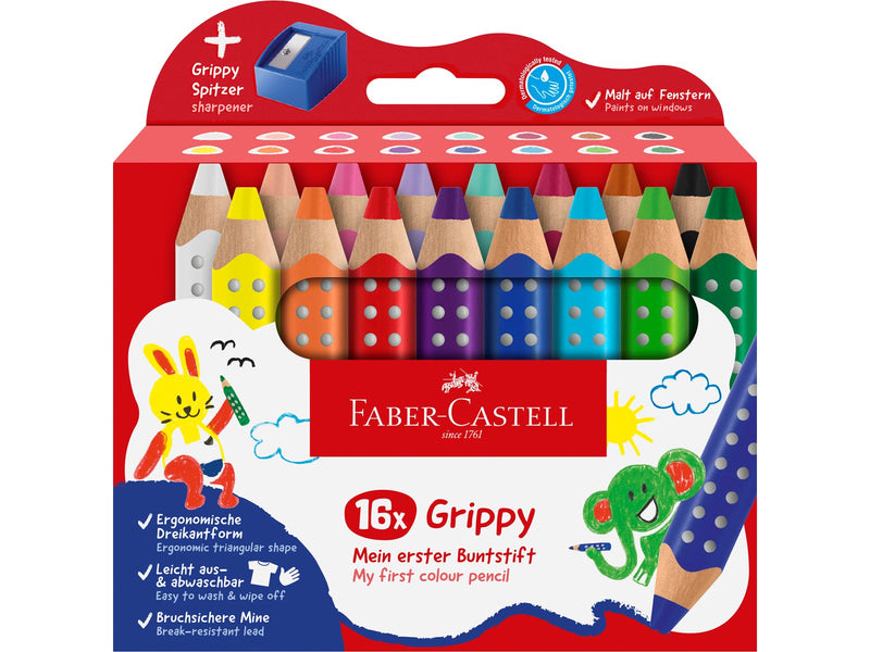 Faber-Castell Buntstift Grippy 16er Set mit Spitzer