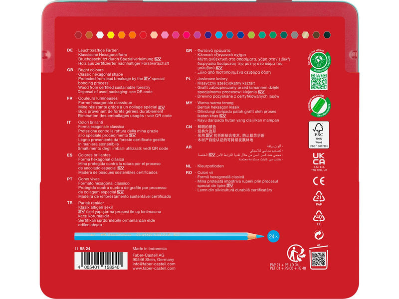 Faber-Castell Buntstift hexagonal 24er-Metalletui