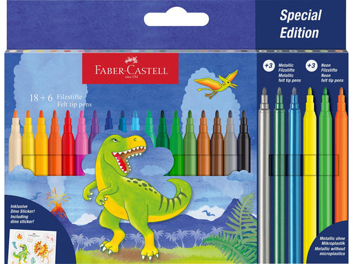 Faber-Castell Filzstift Dino 18+6 + Sticker