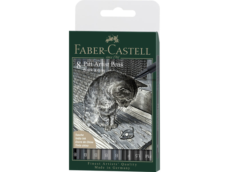 Faber-Castell Tuschest. Pitt Artist Pen Grey&Black 8er