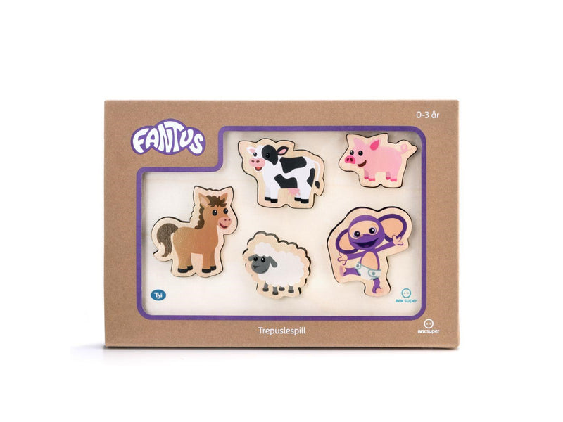 Fantorangen & Fantus  WOODEN PUZZLE FARM ANIMALS 31.5X22CM