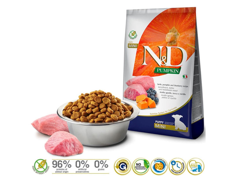 Farmina N&D GF PUMPKIN LAMB&BLUEBERRY PUPPY MINI - DRY FOOD FOR DOGS - 7kg