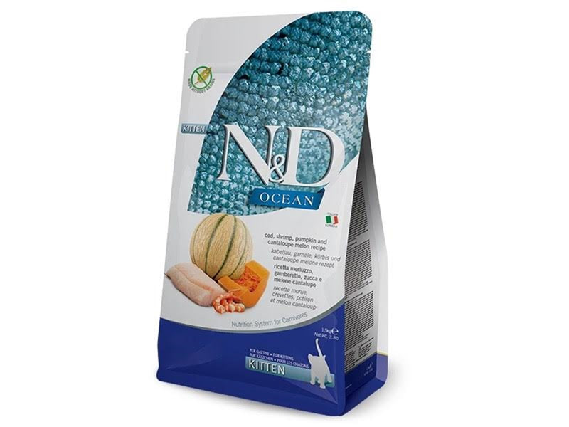 Farmina N&D Ocean Cat Cod Shrimp Pumpkin and Cantaloupe Melon Kitten - dry cat food - 1.5 kg
