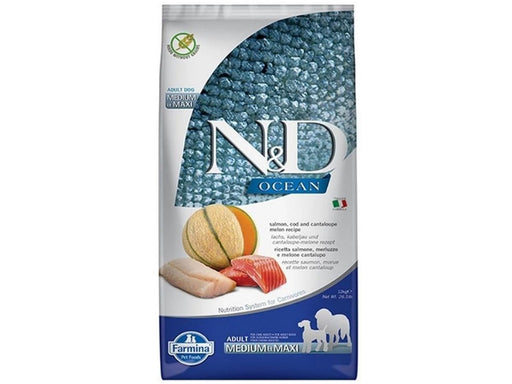 Farmina N&D Ocean Dog Salmon Cod Cantaloupe Melon Adult Medium&Maxi - dry dog food - 12 kg