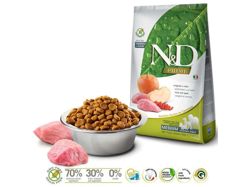 Farmina N&D PRIME DOG WILD BOAR AND APPLE ADULT MEDIUM & MAXI 12 kg