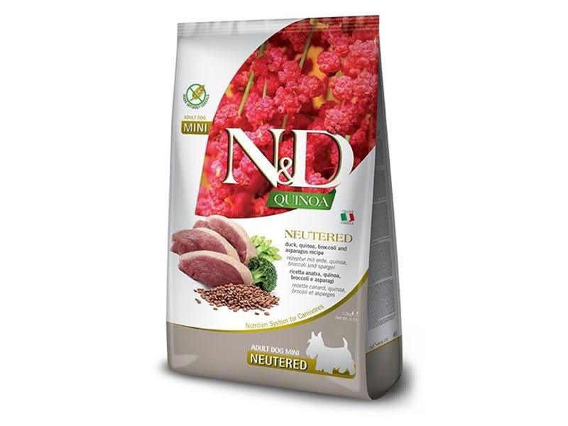 Farmina N&D Quinoa Dog Duck Broccoli Asparagus Neutered Adult Mini - dry dog food - 2.5 kg