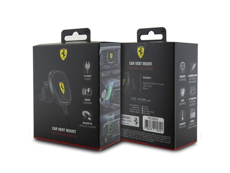 Ferrari 2023 Collection MagSafe Inductive 15W Car Charger for Air Vent - Black