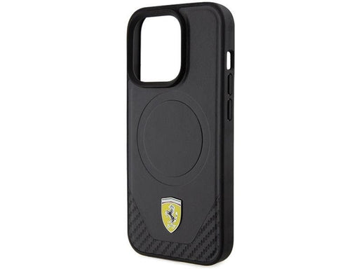 Ferrari Carbon Metal Logo MagSafe Case for iPhone 15 Pro - Black