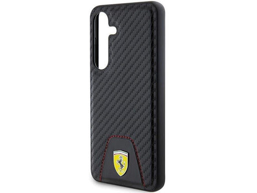 Ferrari Carbon Stitched Bottom Case for Samsung Galaxy S24 - Black
