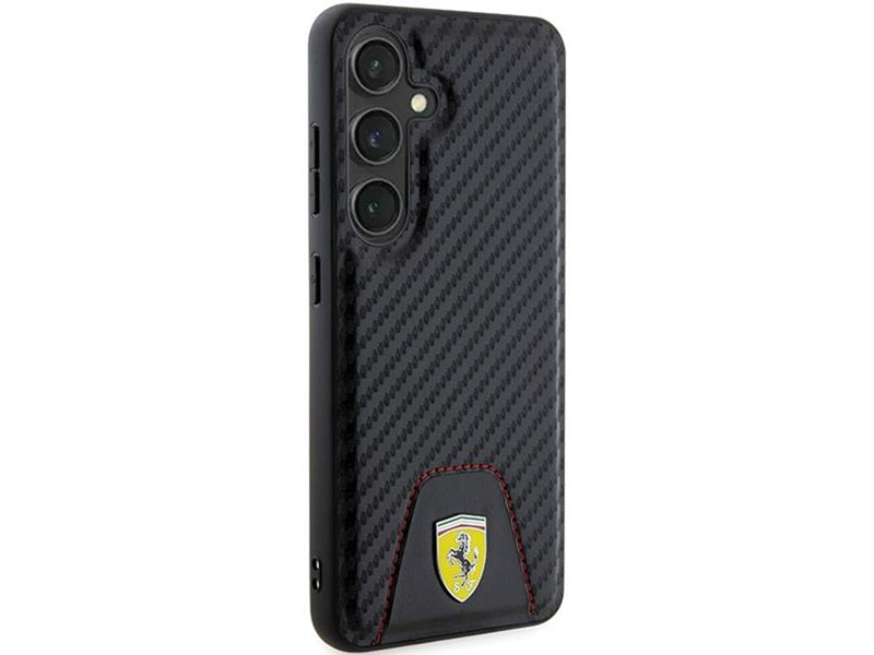 Ferrari Carbon Stitched Bottom Case for Samsung Galaxy S24 - Black