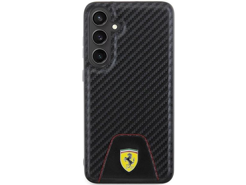 Ferrari Carbon Stitched Bottom Case for Samsung Galaxy S24+ - Black