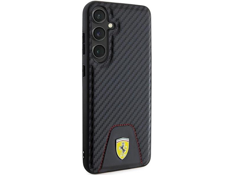 Ferrari Carbon Stitched Bottom Case for Samsung Galaxy S24+ - Black