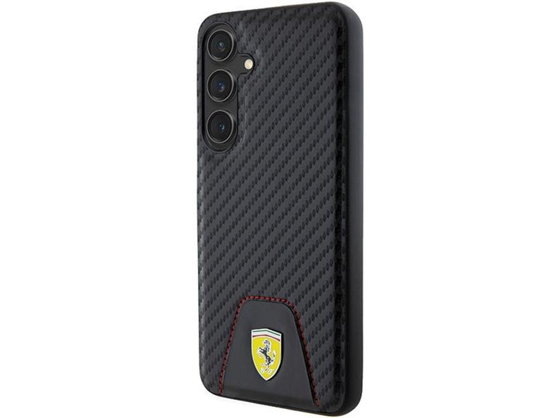Ferrari Carbon Stitched Bottom Case for Samsung Galaxy S24+ - Black