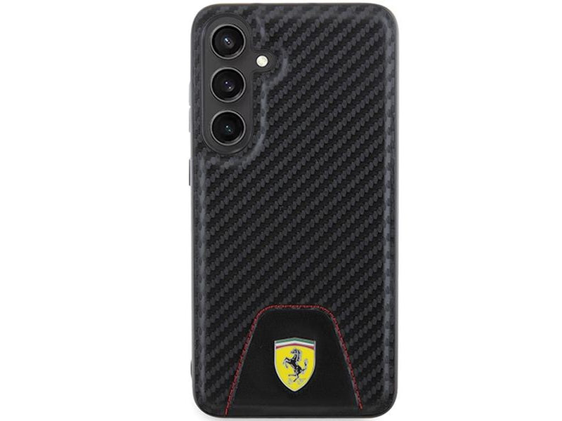 Ferrari Carbon Stitched Bottom Case for Samsung Galaxy S24+ - Black