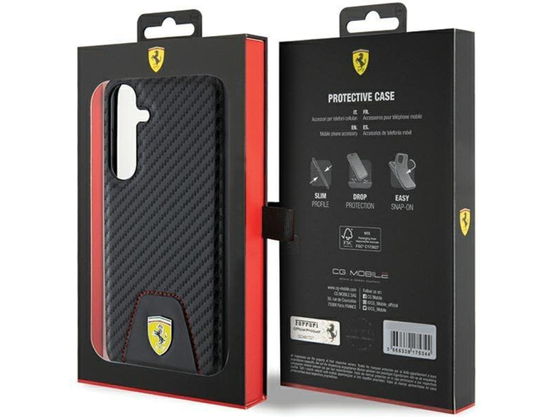 Ferrari Carbon Stitched Bottom Case for Samsung Galaxy S24+ - Black