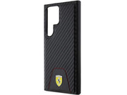Ferrari Carbon Stitched Bottom Case for Samsung Galaxy S24 Ultra - Black