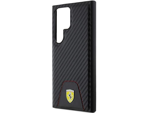 Ferrari Carbon Stitched Bottom Case for Samsung Galaxy S24 Ultra - Black