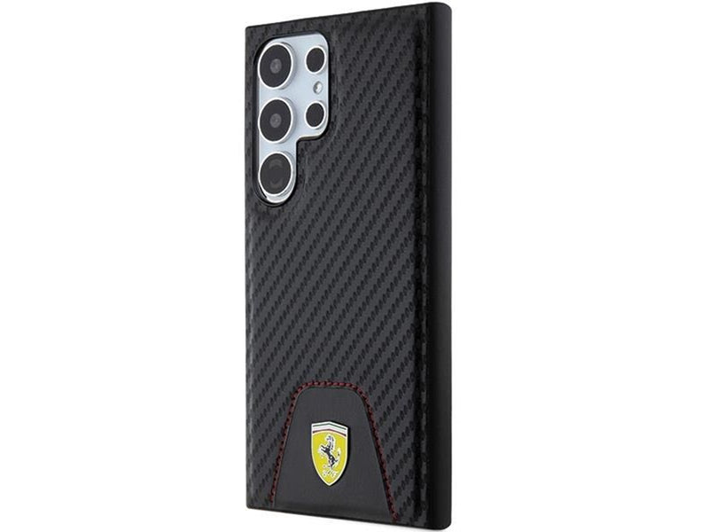 Ferrari Carbon Stitched Bottom Case for Samsung Galaxy S24 Ultra - Black