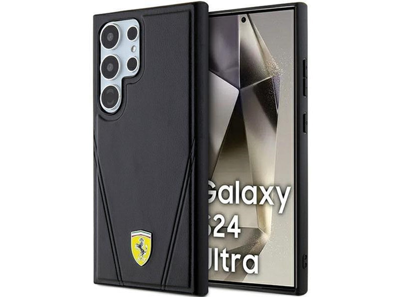 Ferrari Hot Stamp V Lines MagSafe Case for Samsung Galaxy S24 Ultra - Black