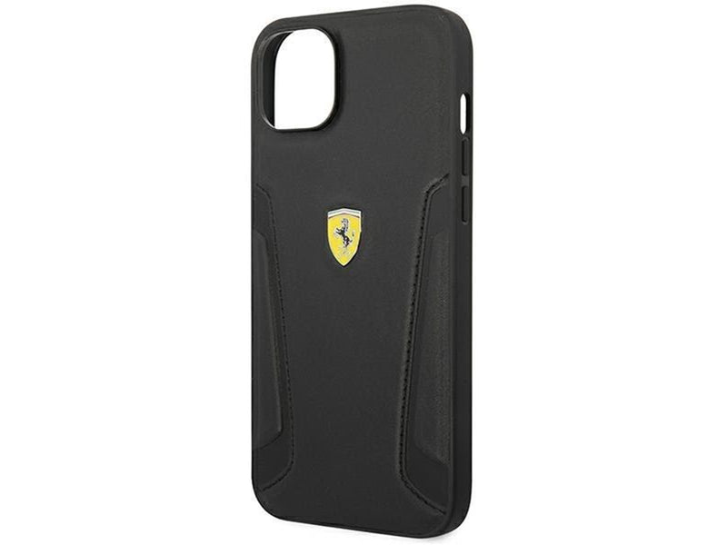 Ferrari Leather Stamp Sides Case for iPhone 14 Plus - Black