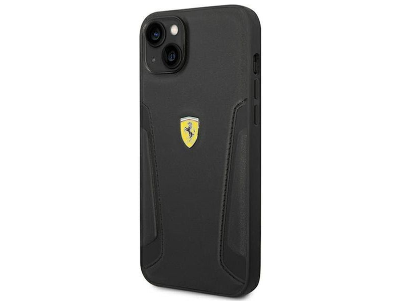 Ferrari Leather Stamp Sides Case for iPhone 14 Plus - Black