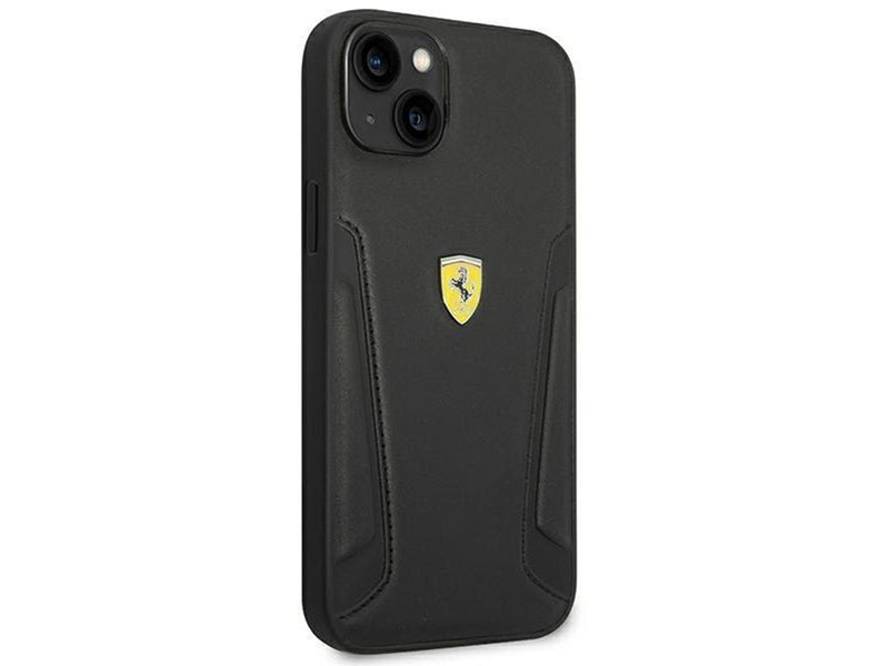 Ferrari Leather Stamp Sides Case for iPhone 14 Plus - Black