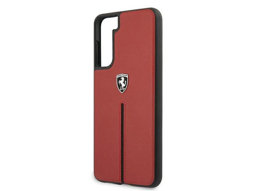 Ferrari Off Track Leather Nylon Stripe Case for Samsung Galaxy S21 - Red
