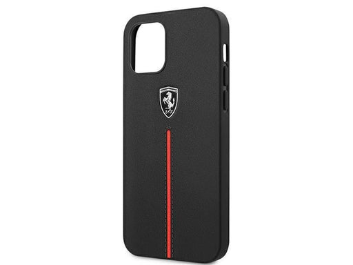 Ferrari Off Track Leather Nylon Stripe Case for iPhone 12 Pro Max - Black