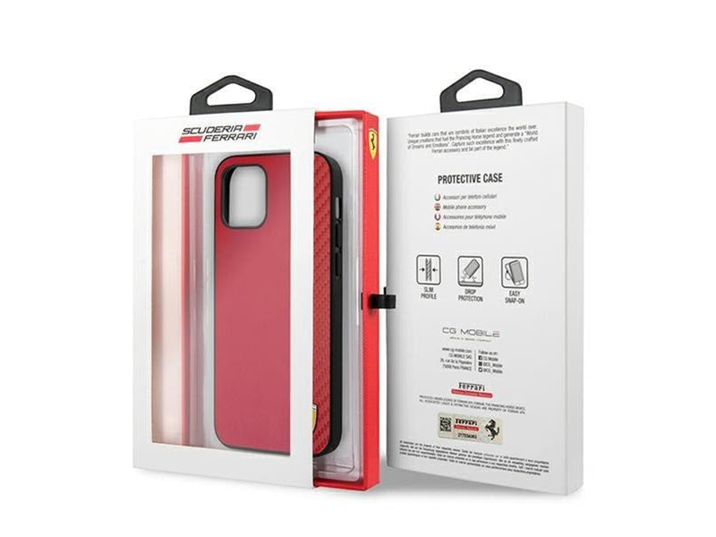 Ferrari On Track Carbon Stripe Case for iPhone 12 Pro Max - Red